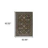 5' X 8' Blue Red Beige Orange Green And Rust Oriental Power Loom Stain Resistant Area Rug With Fringe - Homeroots - Flyclothing LLC