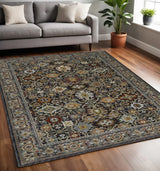 5' X 8' Blue Red Beige Orange Green And Rust Oriental Power Loom Stain Resistant Area Rug With Fringe - Homeroots - Flyclothing LLC