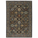 8' X 11' Blue Red Beige Orange Green And Rust Oriental Power Loom Stain Resistant Area Rug With Fringe - Homeroots - Flyclothing LLC
