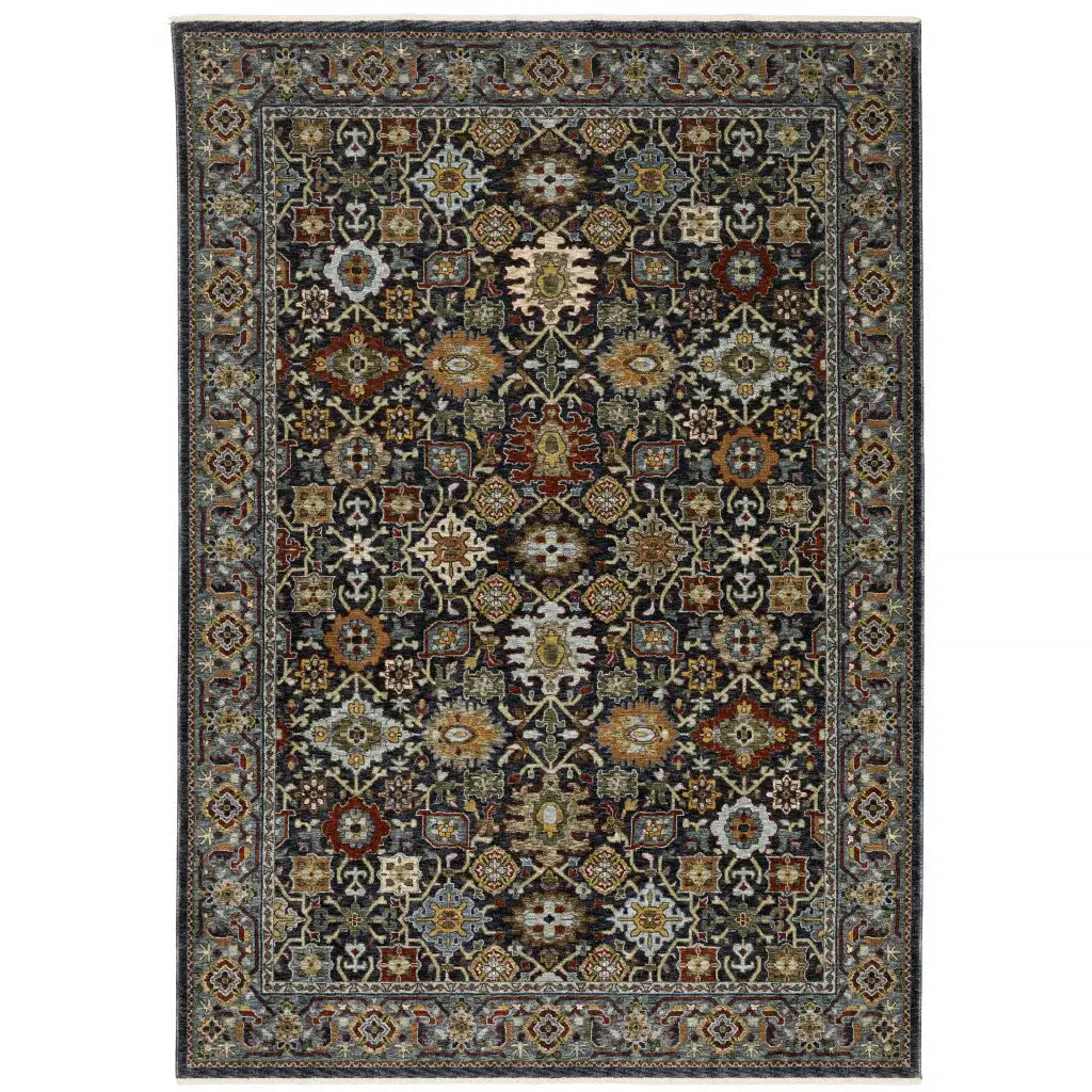 8' X 11' Blue Red Beige Orange Green And Rust Oriental Power Loom Stain Resistant Area Rug With Fringe - Homeroots - Flyclothing LLC