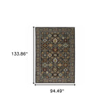 8' X 11' Blue Red Beige Orange Green And Rust Oriental Power Loom Stain Resistant Area Rug With Fringe - Homeroots - Flyclothing LLC