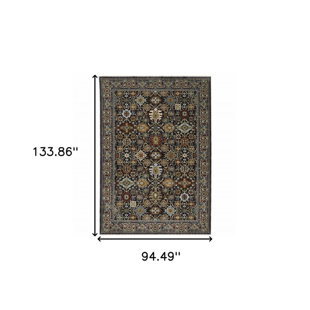 8' X 11' Blue Red Beige Orange Green And Rust Oriental Power Loom Stain Resistant Area Rug With Fringe - Homeroots - Flyclothing LLC