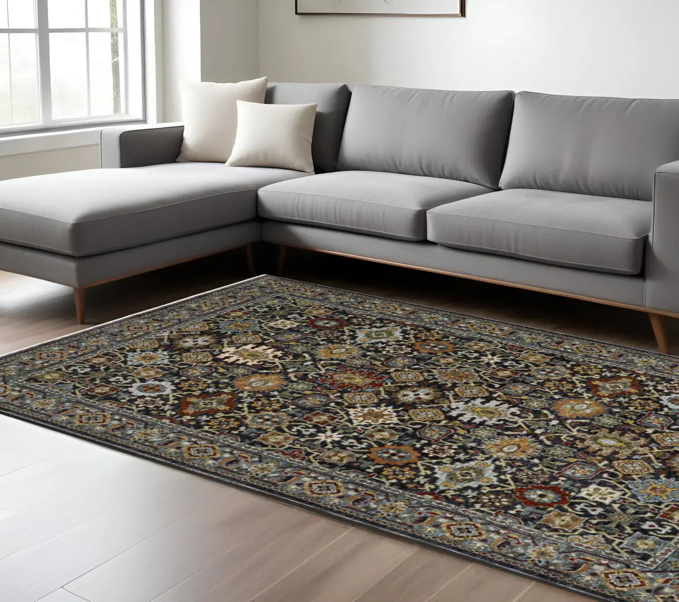 8' X 11' Blue Red Beige Orange Green And Rust Oriental Power Loom Stain Resistant Area Rug With Fringe - Homeroots - Flyclothing LLC