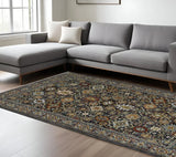 8' X 11' Blue Red Beige Orange Green And Rust Oriental Power Loom Stain Resistant Area Rug With Fringe - Homeroots - Flyclothing LLC