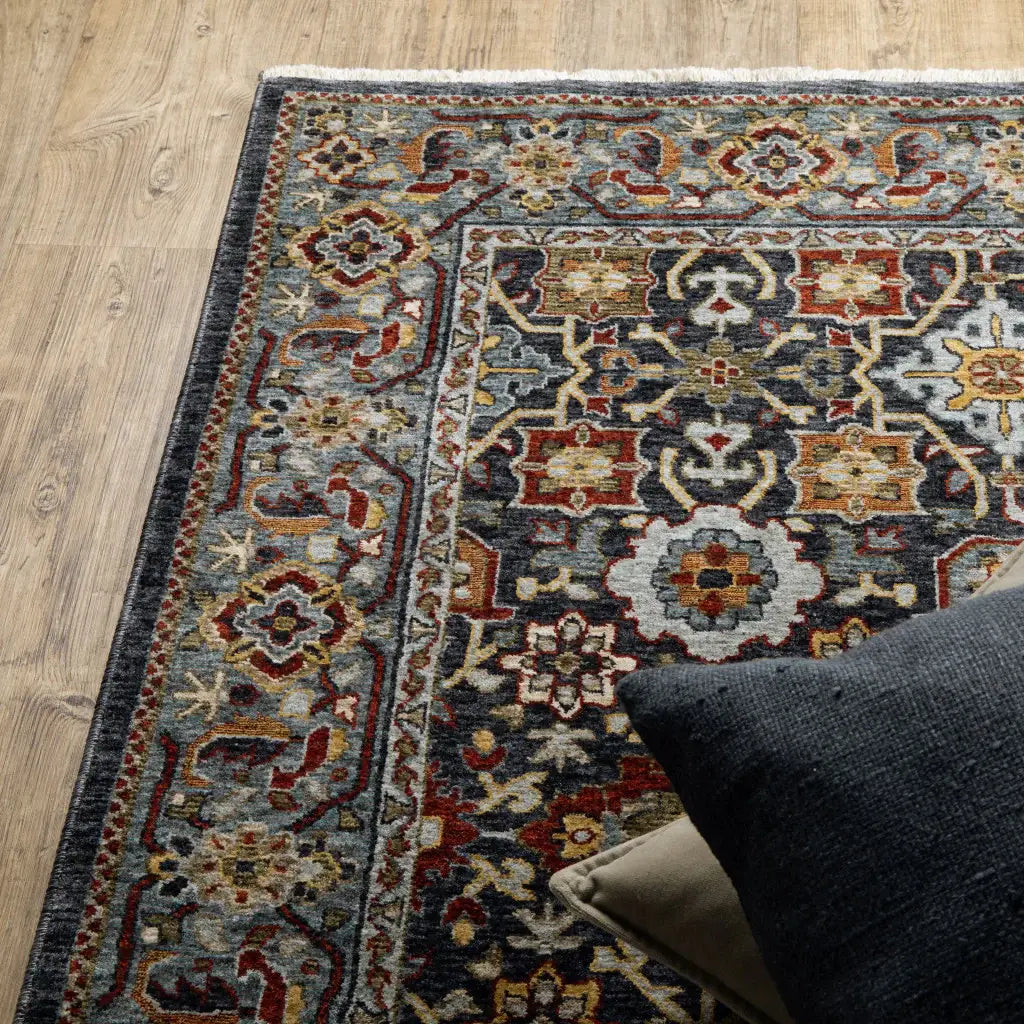 10' X 13' Blue Red Beige Orange Green And Rust Oriental Power Loom Stain Resistant Area Rug With Fringe - Homeroots - Flyclothing LLC