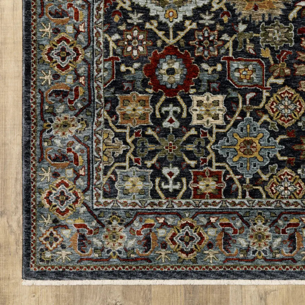 10' X 13' Blue Red Beige Orange Green And Rust Oriental Power Loom Stain Resistant Area Rug With Fringe - Homeroots - Flyclothing LLC