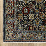 10' X 13' Blue Red Beige Orange Green And Rust Oriental Power Loom Stain Resistant Area Rug With Fringe