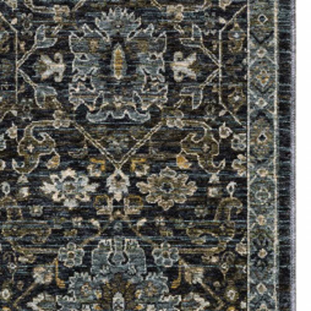 8' Blue and Ivory Oriental Power Loom Runner Rug - Homeroots - Flyclothing LLC