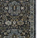 8' Blue and Ivory Oriental Power Loom Runner Rug - Homeroots
