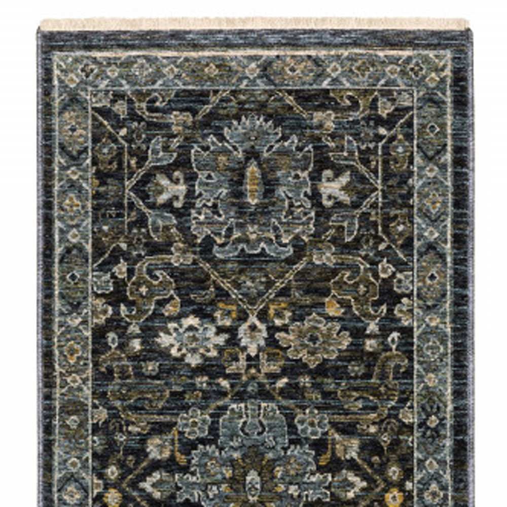 8' Blue and Ivory Oriental Power Loom Runner Rug - Homeroots - Flyclothing LLC