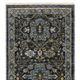 8' Blue and Ivory Oriental Power Loom Runner Rug - Homeroots