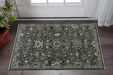 3' X 5' Blue Ivory Grey Gold Green And Brown Oriental Power Loom Stain Resistant Area Rug With Fringe - Homeroots - Flyclothing LLC