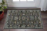 3' X 5' Blue Ivory Grey Gold Green And Brown Oriental Power Loom Stain Resistant Area Rug With Fringe - Homeroots - Flyclothing LLC