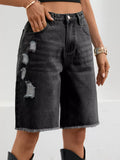 Ripped Frayed Hem Denim Shorts - Trendsi - Flyclothing LLC