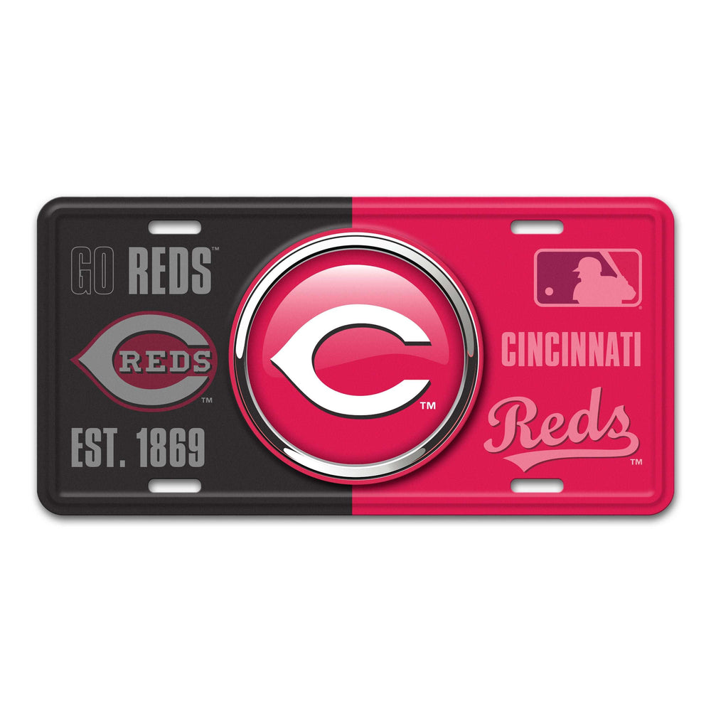 MLB - Cincinnati Reds Embossed Metal License Plate - Logo Brands - Flyclothing LLC