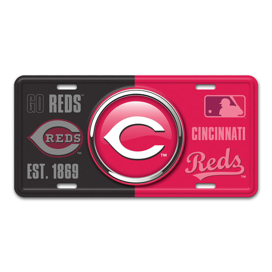MLB - Cincinnati Reds Embossed Metal License Plate - Logo Brands - Flyclothing LLC
