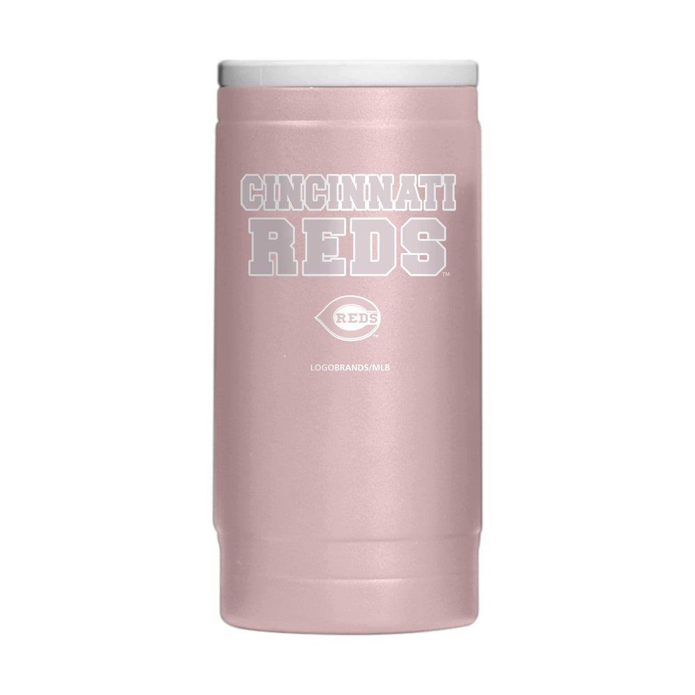 Cincinnati Reds Stencil Powder Coat Slim Can Coolie - Logo Brands - Flyclothing LLC