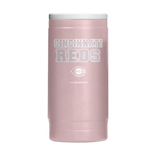 Cincinnati Reds Stencil Powder Coat Slim Can Coolie - Logo Brands - Flyclothing LLC