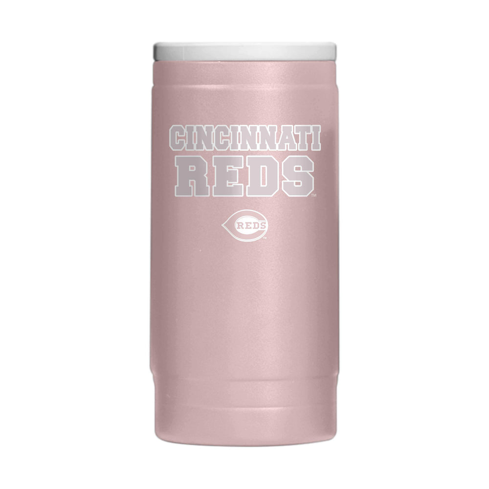 Cincinnati Reds Stencil Powder Coat Slim Can Coolie - Logo Brands - Flyclothing LLC