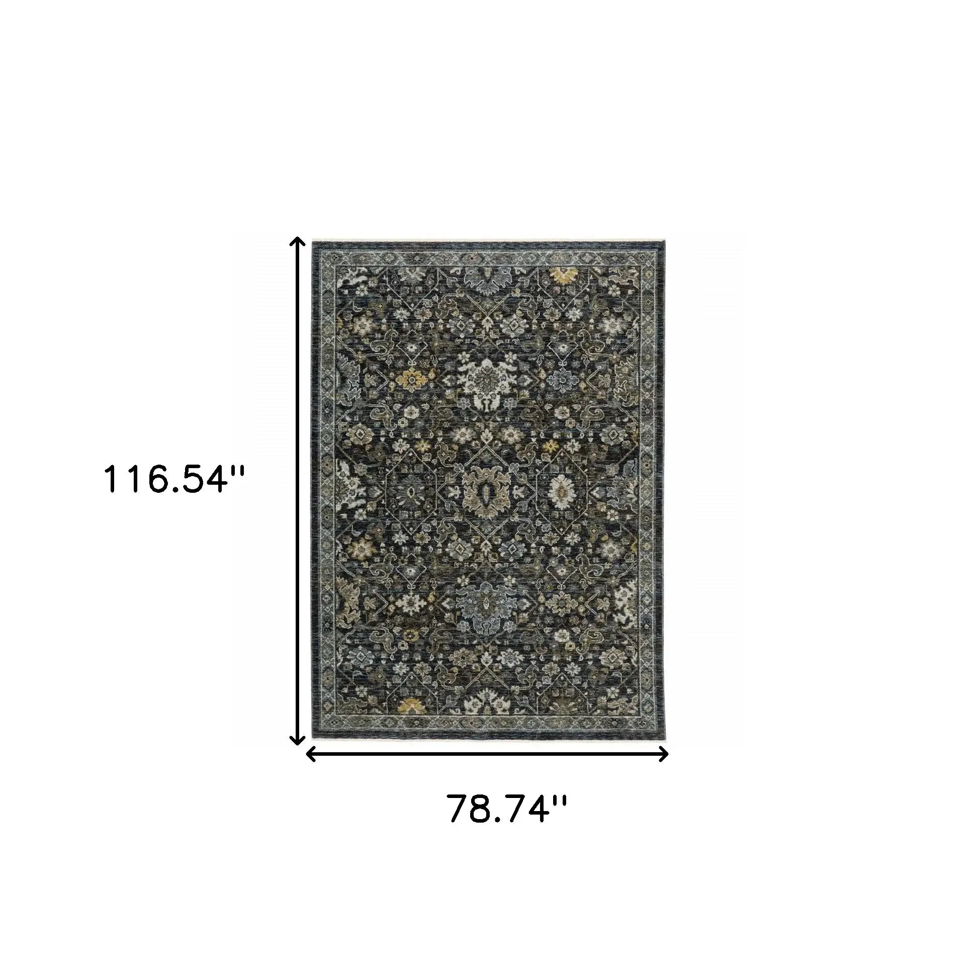 6' X 9' Blue Ivory Grey Gold Green And Brown Oriental Power Loom Stain Resistant Area Rug With Fringe - Homeroots - Flyclothing LLC