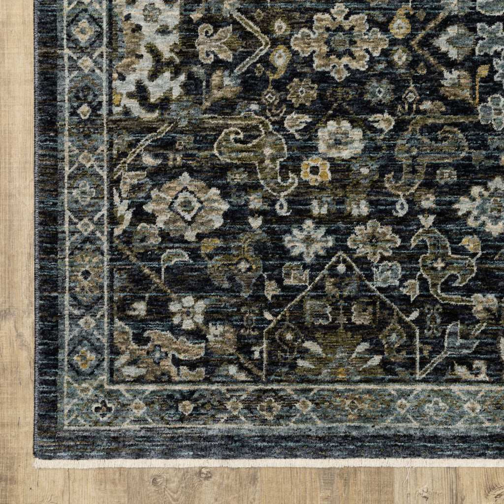 6' X 9' Blue Ivory Grey Gold Green And Brown Oriental Power Loom Stain Resistant Area Rug With Fringe - Homeroots - Flyclothing LLC