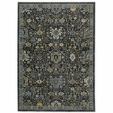 8' X 11' Blue Ivory Grey Gold Green And Brown Oriental Power Loom Stain Resistant Area Rug With Fringe - Homeroots - Flyclothing LLC