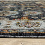 2' X 3' Blue Red Beige Yellow Grey Rust And Gold Oriental Power Loom Stain Resistant Area Rug With Fringe - Homeroots
