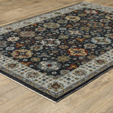 3' X 5' Blue Red Beige Yellow Grey Rust And Gold Oriental Power Loom Stain Resistant Area Rug With Fringe - Homeroots - Flyclothing LLC