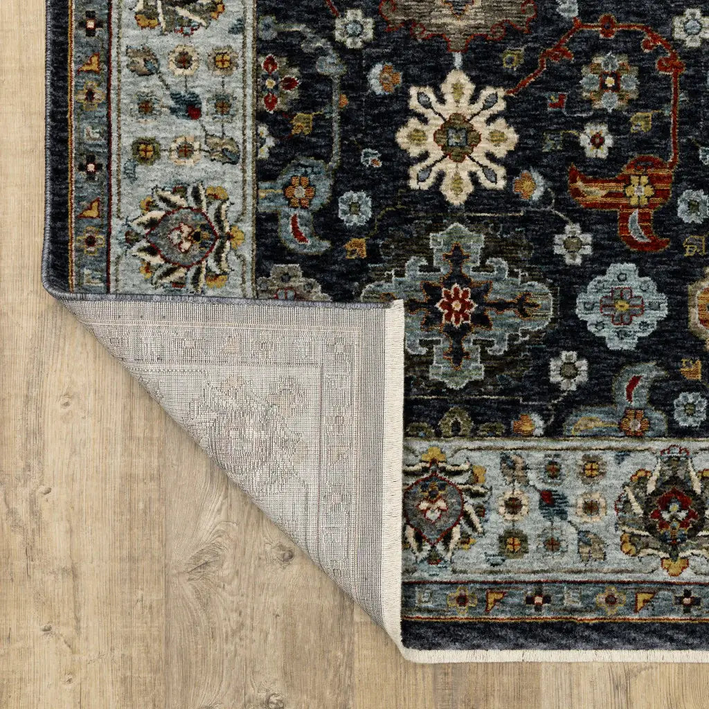 3' X 5' Blue Red Beige Yellow Grey Rust And Gold Oriental Power Loom Stain Resistant Area Rug With Fringe - Homeroots - Flyclothing LLC