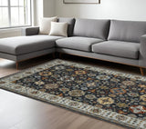 6' X 9' Blue Red Beige Yellow Grey Rust And Gold Oriental Power Loom Stain Resistant Area Rug With Fringe - Homeroots - Flyclothing LLC