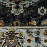 10' X 13' Blue Red Beige Yellow Grey Rust And Gold Oriental Power Loom Stain Resistant Area Rug With Fringe - Homeroots