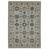 6' X 9' Blue Beige Grey Green Yellow And Rust Oriental Power Loom Stain Resistant Area Rug With Fringe - Homeroots - Flyclothing LLC