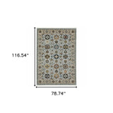 6' X 9' Blue Beige Grey Green Yellow And Rust Oriental Power Loom Stain Resistant Area Rug With Fringe - Homeroots - Flyclothing LLC