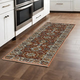2' X 8' Red Blue Ivory Gold And Navy Oriental Power Loom Stain Resistant Runner Rug With Fringe - Homeroots - Flyclothing LLC