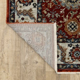 2' X 3' Red Blue Ivory Gold And Navy Oriental Power Loom Stain Resistant Area Rug With Fringe - Homeroots - Flyclothing LLC