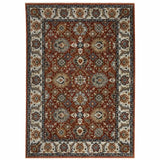 3' X 5' Red Blue Ivory Gold And Navy Oriental Power Loom Stain Resistant Area Rug With Fringe - Homeroots - Flyclothing LLC