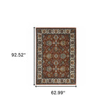 5' X 8' Red Blue Ivory Gold And Navy Oriental Power Loom Stain Resistant Area Rug With Fringe - Homeroots - Flyclothing LLC