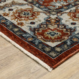 6' X 9' Red Blue Ivory Gold And Navy Oriental Power Loom Stain Resistant Area Rug With Fringe - Homeroots - Flyclothing LLC