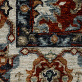 6' X 9' Red Blue Ivory Gold And Navy Oriental Power Loom Stain Resistant Area Rug With Fringe - Homeroots