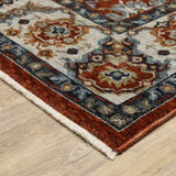10' X 13' Red Blue Ivory Gold And Navy Oriental Power Loom Stain Resistant Area Rug With Fringe - Homeroots - Flyclothing LLC