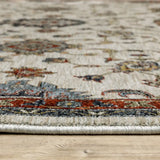 2' X 8' Beige Rust Red Blue Gold And Grey Oriental Power Loom Stain Resistant Runner Rug With Fringe - Homeroots - Flyclothing LLC
