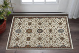 3' X 5' Beige Rust Red Blue Gold And Grey Oriental Power Loom Stain Resistant Area Rug With Fringe - Homeroots - Flyclothing LLC