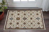 3' X 5' Beige Rust Red Blue Gold And Grey Oriental Power Loom Stain Resistant Area Rug With Fringe - Homeroots - Flyclothing LLC