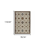 6' X 9' Beige Rust Red Blue Gold And Grey Oriental Power Loom Stain Resistant Area Rug With Fringe - Homeroots - Flyclothing LLC