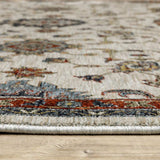 10' X 13' Beige Rust Red Blue Gold And Grey Oriental Power Loom Stain Resistant Area Rug With Fringe - Homeroots - Flyclothing LLC