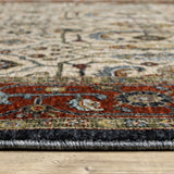 2' X 3' Ivory Beige Red Blue Gold Green And Navy Oriental Power Loom Stain Resistant Area Rug With Fringe - Homeroots