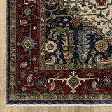 5' X 8' Ivory Beige Red Blue Gold Green And Navy Oriental Power Loom Stain Resistant Area Rug With Fringe - Homeroots - Flyclothing LLC