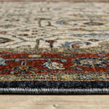 10' X 13' Ivory Beige Red Blue Gold Green And Navy Oriental Power Loom Stain Resistant Area Rug With Fringe - Homeroots - Flyclothing LLC