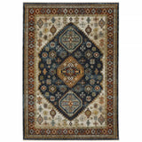 10' X 13' Blue Red Beige Orange Gold And Tan Oriental Power Loom Stain Resistant Area Rug With Fringe - Homeroots - Flyclothing LLC