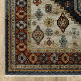 10' X 13' Blue Red Beige Orange Gold And Tan Oriental Power Loom Stain Resistant Area Rug With Fringe - Homeroots - Flyclothing LLC